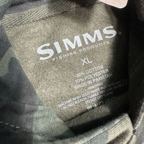 NEW Simms Men's XL Logo Hoodie Woodland Camo Graphic Pullover Fishing Relaxed - Picture 4 of 6